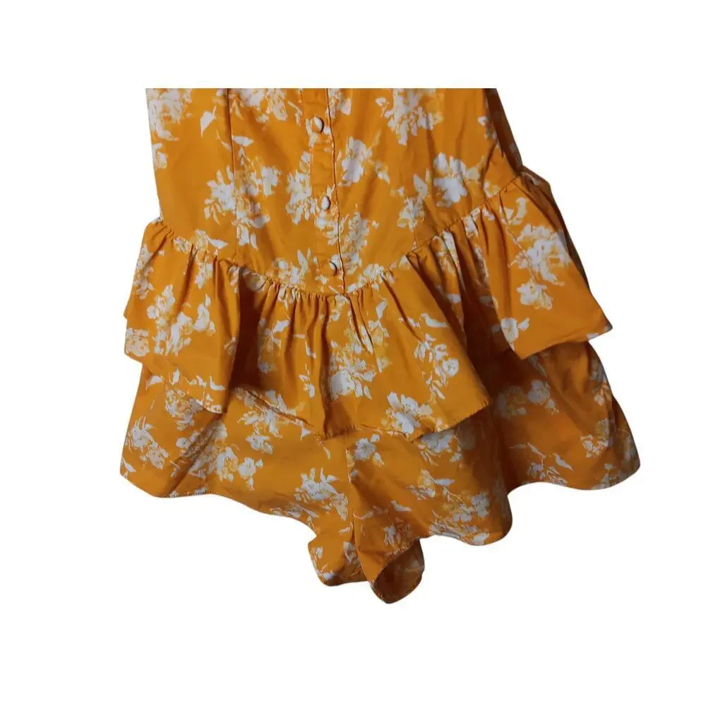 CAROLINE CONSTAS Orange floral cotton Arlette Romper SZ S - Picture 6 of 13